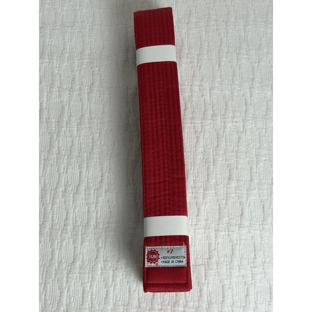 Sun Martial Arts # 7 Belt Double Wrap, Red, 1.5 In